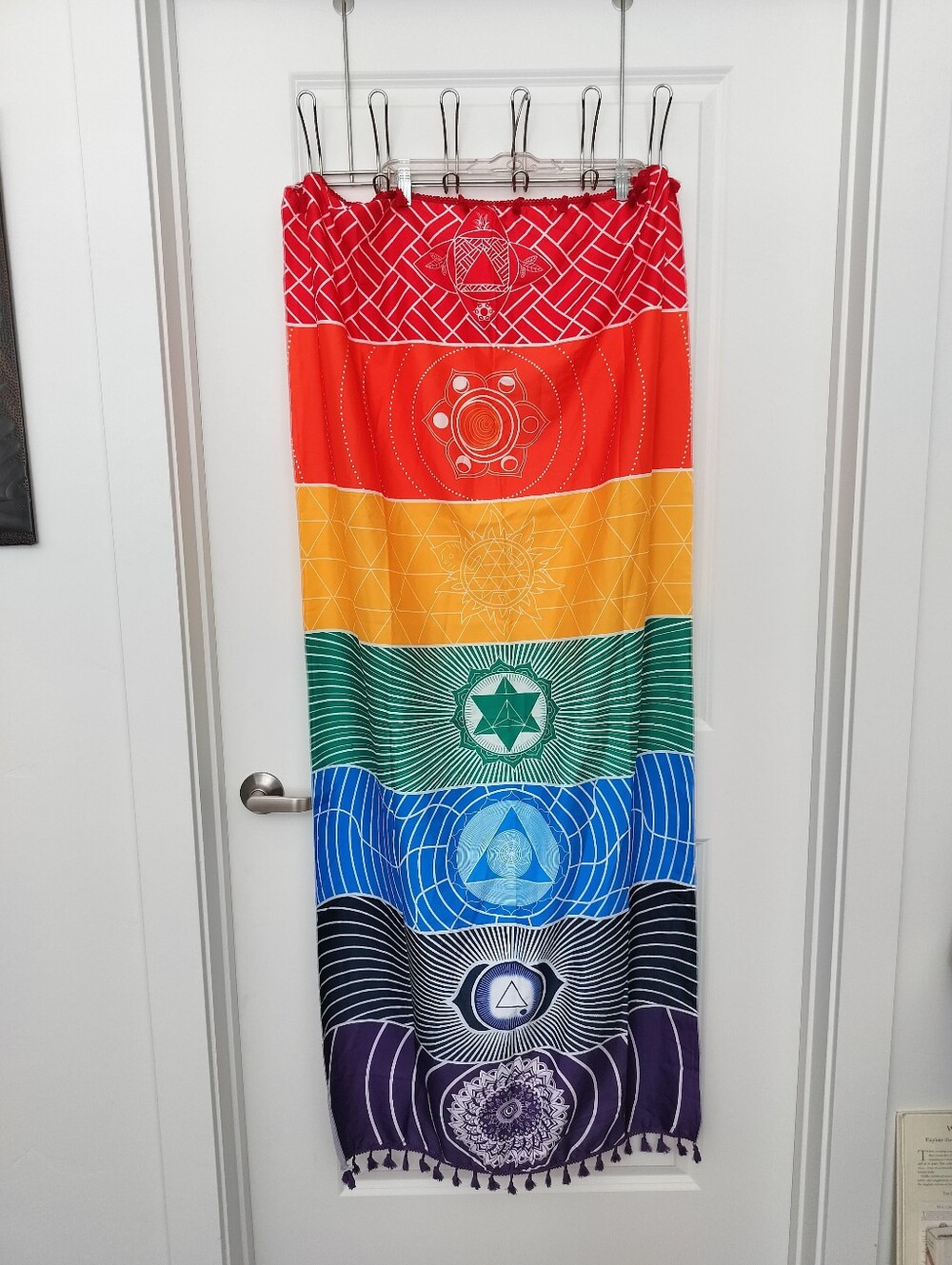 Chakra Stripe Wall Tapestry - Multicolor Boho Decor